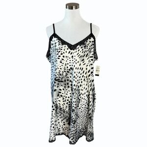 Natori Luxe‎ Snow Leopard Lace Chemise Plus Size XXL Silky Adjustable Straps